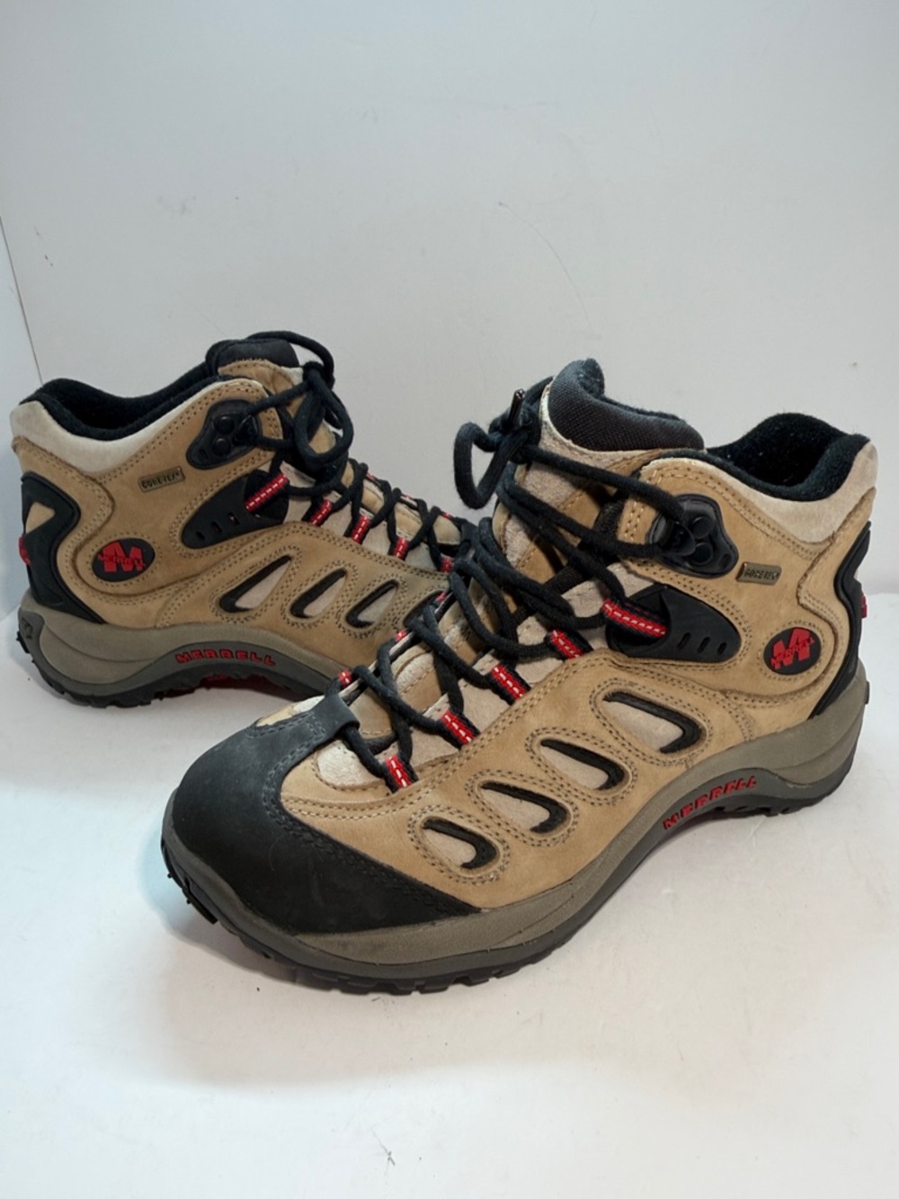 Merrell Tan, Black and Red Women's Mid-Height Hiking Boots